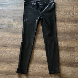 JBrand Black Shimmery Snakeskin like  Skinny Pants. Size 28